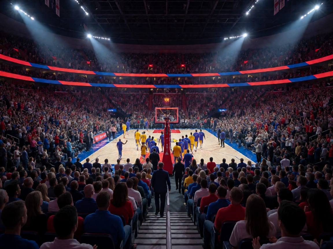NBA新赛季揭幕战，球员入场观众席满座